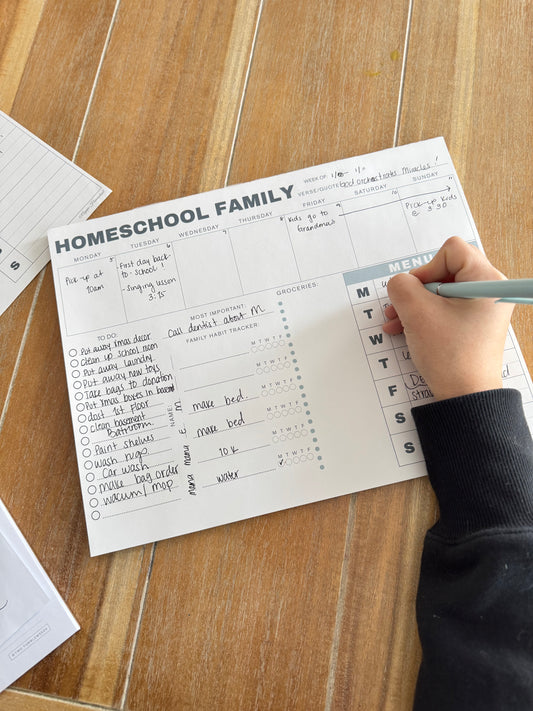 Homeschool Weekly Planner Notepad for Families